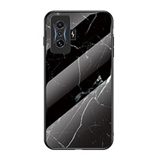 Coque Contour Silicone et Vitre Motif Fantaisie Miroir Etui Housse pour Xiaomi Redmi K50 Gaming 5G Noir