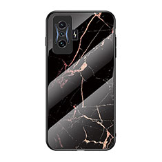 Coque Contour Silicone et Vitre Motif Fantaisie Miroir Etui Housse pour Xiaomi Redmi K50 Gaming 5G Or et Noir