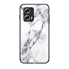 Coque Contour Silicone et Vitre Motif Fantaisie Miroir Etui Housse pour Xiaomi Redmi K50i 5G Blanc