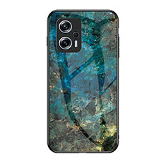 Coque Contour Silicone et Vitre Motif Fantaisie Miroir Etui Housse pour Xiaomi Redmi K50i 5G Bleu