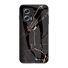 Coque Contour Silicone et Vitre Motif Fantaisie Miroir Etui Housse pour Xiaomi Redmi K50i 5G Or et Noir