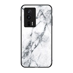 Coque Contour Silicone et Vitre Motif Fantaisie Miroir Etui Housse pour Xiaomi Redmi K60 5G Blanc