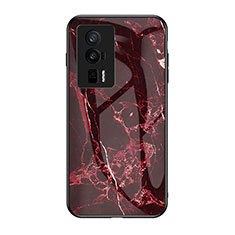 Coque Contour Silicone et Vitre Motif Fantaisie Miroir Etui Housse pour Xiaomi Redmi K60 5G Rouge