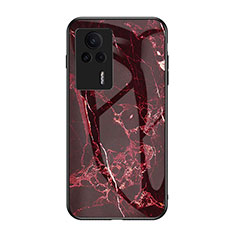 Coque Contour Silicone et Vitre Motif Fantaisie Miroir Etui Housse pour Xiaomi Redmi K60E 5G Rouge