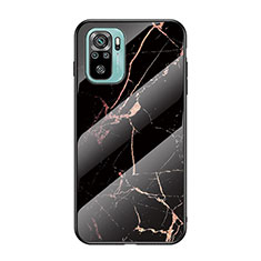 Coque Contour Silicone et Vitre Motif Fantaisie Miroir Etui Housse pour Xiaomi Redmi Note 10 4G Or et Noir