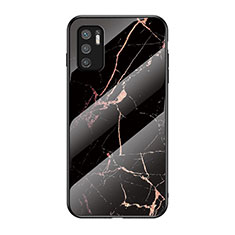 Coque Contour Silicone et Vitre Motif Fantaisie Miroir Etui Housse pour Xiaomi Redmi Note 10 5G Or et Noir