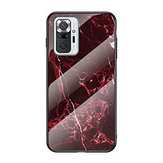 Coque Contour Silicone et Vitre Motif Fantaisie Miroir Etui Housse pour Xiaomi Redmi Note 10 Pro 4G Rouge