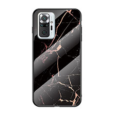 Coque Contour Silicone et Vitre Motif Fantaisie Miroir Etui Housse pour Xiaomi Redmi Note 10 Pro Max Or et Noir