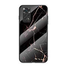 Coque Contour Silicone et Vitre Motif Fantaisie Miroir Etui Housse pour Xiaomi Redmi Note 11 4G (2022) Or et Noir