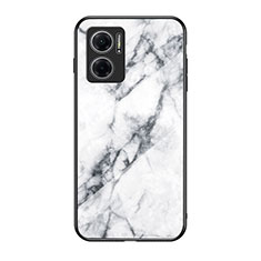 Coque Contour Silicone et Vitre Motif Fantaisie Miroir Etui Housse pour Xiaomi Redmi Note 11E 5G Blanc