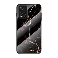 Coque Contour Silicone et Vitre Motif Fantaisie Miroir Etui Housse pour Xiaomi Redmi Note 11S 5G Or et Noir