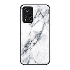 Coque Contour Silicone et Vitre Motif Fantaisie Miroir Etui Housse pour Xiaomi Redmi Note 11T 5G Blanc