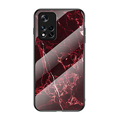 Coque Contour Silicone et Vitre Motif Fantaisie Miroir Etui Housse pour Xiaomi Redmi Note 11T 5G Rouge