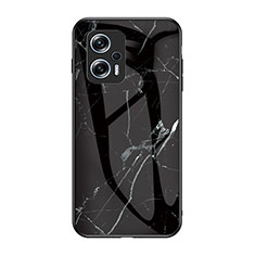 Coque Contour Silicone et Vitre Motif Fantaisie Miroir Etui Housse pour Xiaomi Redmi Note 11T Pro 5G Noir