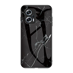 Coque Contour Silicone et Vitre Motif Fantaisie Miroir Etui Housse pour Xiaomi Redmi Note 12T Pro 5G Noir