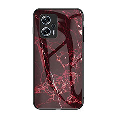 Coque Contour Silicone et Vitre Motif Fantaisie Miroir Etui Housse pour Xiaomi Redmi Note 12T Pro 5G Rouge