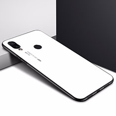 Coque Contour Silicone et Vitre Motif Fantaisie Miroir Etui Housse pour Xiaomi Redmi Note 7 Blanc