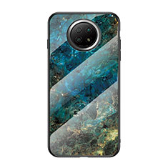 Coque Contour Silicone et Vitre Motif Fantaisie Miroir Etui Housse pour Xiaomi Redmi Note 9T 5G Bleu