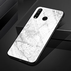 Coque Contour Silicone et Vitre Motif Fantaisie Miroir Etui Housse S01 pour Huawei P30 Lite New Edition Blanc