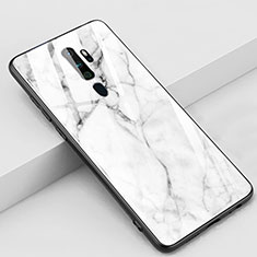 Coque Contour Silicone et Vitre Motif Fantaisie Miroir Etui Housse S01 pour Oppo A9 (2020) Blanc