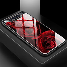 Coque Contour Silicone et Vitre Motif Fantaisie Miroir Etui Housse S01 pour Samsung Galaxy A90 4G Rouge