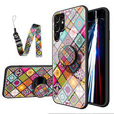 Coque Contour Silicone et Vitre Motif Fantaisie Miroir Etui Housse S01 pour Samsung Galaxy S22 Ultra 5G Colorful