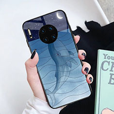 Coque Contour Silicone et Vitre Motif Fantaisie Miroir Etui Housse S02 pour Huawei Mate 30 Pro Bleu