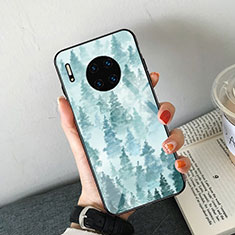 Coque Contour Silicone et Vitre Motif Fantaisie Miroir Etui Housse S02 pour Huawei Mate 30 Pro Bleu Ciel