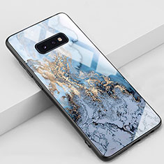 Coque Contour Silicone et Vitre Motif Fantaisie Miroir Etui Housse S04 pour Samsung Galaxy S10e Bleu