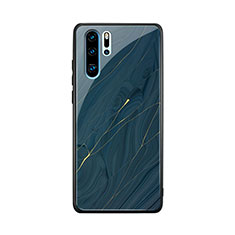 Coque Contour Silicone et Vitre Motif Fantaisie Miroir K01 pour Huawei P30 Pro Bleu