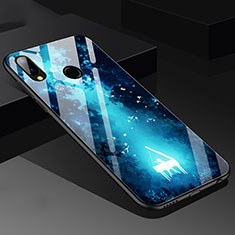 Coque Contour Silicone et Vitre Motif Fantaisie Miroir pour Huawei P20 Lite Bleu