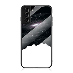 Coque Contour Silicone et Vitre Paillette Etoile Miroir Etui Housse pour Samsung Galaxy S22 5G Blanc