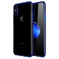 Coque Contour Silicone et Vitre Transparente Mat pour Apple iPhone Xs Max Bleu