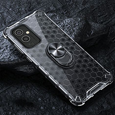 Coque Contour Silicone et Vitre Transparente Miroir 360 Degres avec Support Bague Anneau Aimante Magnetique AM1 pour OnePlus 9 5G Gris