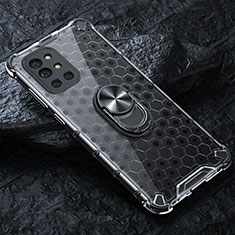 Coque Contour Silicone et Vitre Transparente Miroir 360 Degres avec Support Bague Anneau Aimante Magnetique AM1 pour OnePlus 9R 5G Gris