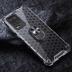 Coque Contour Silicone et Vitre Transparente Miroir 360 Degres avec Support Bague Anneau Aimante Magnetique AM1 pour Realme 8s 5G Gris