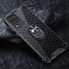 Coque Contour Silicone et Vitre Transparente Miroir 360 Degres avec Support Bague Anneau Aimante Magnetique AM1 pour Realme 8s 5G Noir