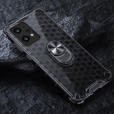 Coque Contour Silicone et Vitre Transparente Miroir 360 Degres avec Support Bague Anneau Aimante Magnetique AM1 pour Realme 9 Pro 5G Noir