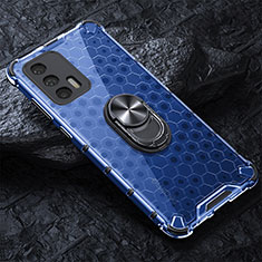 Coque Contour Silicone et Vitre Transparente Miroir 360 Degres avec Support Bague Anneau Aimante Magnetique AM1 pour Realme GT 5G Bleu