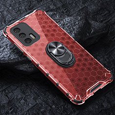 Coque Contour Silicone et Vitre Transparente Miroir 360 Degres avec Support Bague Anneau Aimante Magnetique AM1 pour Realme GT Neo 2T 5G Rouge