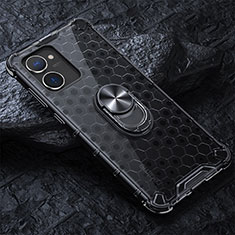 Coque Contour Silicone et Vitre Transparente Miroir 360 Degres avec Support Bague Anneau Aimante Magnetique AM1 pour Realme Q5x 5G Noir