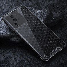 Coque Contour Silicone et Vitre Transparente Miroir 360 Degres avec Support Bague Anneau Aimante Magnetique AM1 pour Vivo iQOO Neo7 5G Noir