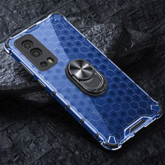 Coque Contour Silicone et Vitre Transparente Miroir 360 Degres avec Support Bague Anneau Aimante Magnetique AM1 pour Vivo Y52 5G Bleu