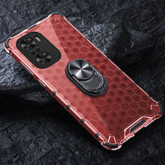 Coque Contour Silicone et Vitre Transparente Miroir 360 Degres avec Support Bague Anneau Aimante Magnetique AM1 pour Xiaomi Mi 11X Pro 5G Rouge