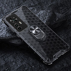 Coque Contour Silicone et Vitre Transparente Miroir 360 Degres avec Support Bague Anneau Aimante Magnetique AM1 pour Xiaomi Mi 12T Pro 5G Noir