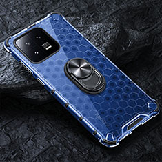 Coque Contour Silicone et Vitre Transparente Miroir 360 Degres avec Support Bague Anneau Aimante Magnetique AM1 pour Xiaomi Mi 13 Pro 5G Bleu