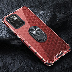 Coque Contour Silicone et Vitre Transparente Miroir 360 Degres avec Support Bague Anneau Aimante Magnetique AM1 pour Xiaomi Poco X3 GT 5G Rouge