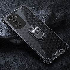 Coque Contour Silicone et Vitre Transparente Miroir 360 Degres avec Support Bague Anneau Aimante Magnetique AM1 pour Xiaomi Redmi K40 Pro+ Plus 5G Noir