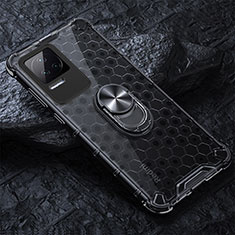 Coque Contour Silicone et Vitre Transparente Miroir 360 Degres avec Support Bague Anneau Aimante Magnetique AM1 pour Xiaomi Redmi K50 5G Noir