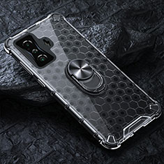 Coque Contour Silicone et Vitre Transparente Miroir 360 Degres avec Support Bague Anneau Aimante Magnetique AM1 pour Xiaomi Redmi K50 Gaming 5G Blanc